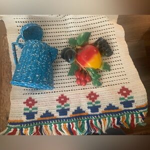 Midcentury Fruit Ceramic Wall Decor, runner & T Pot